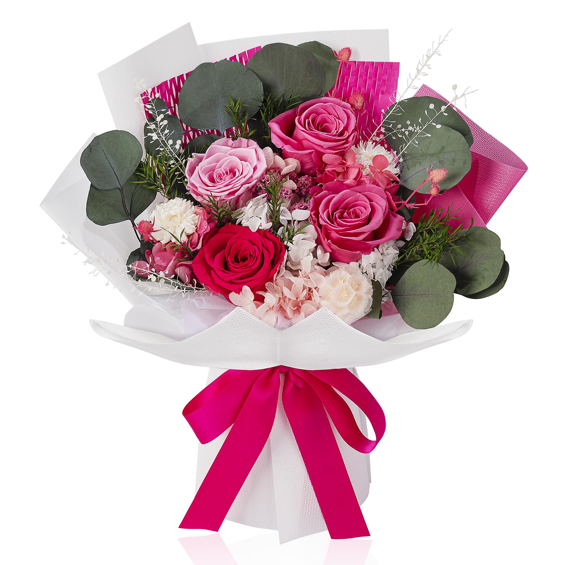 Perfectione Roses front packaging showing bouquet ready to gift and long-lasting beauty