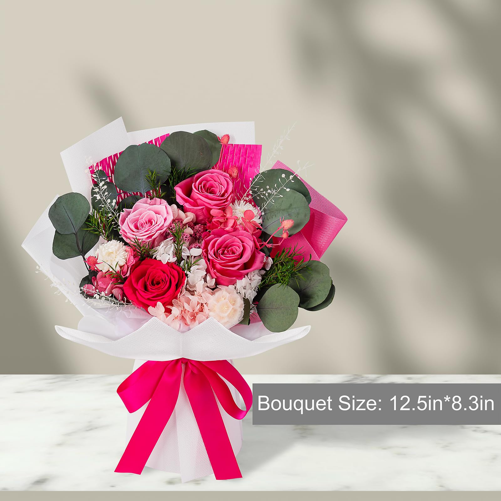 Perfectione Roses side profile of arrangement demonstrating layered color and depth