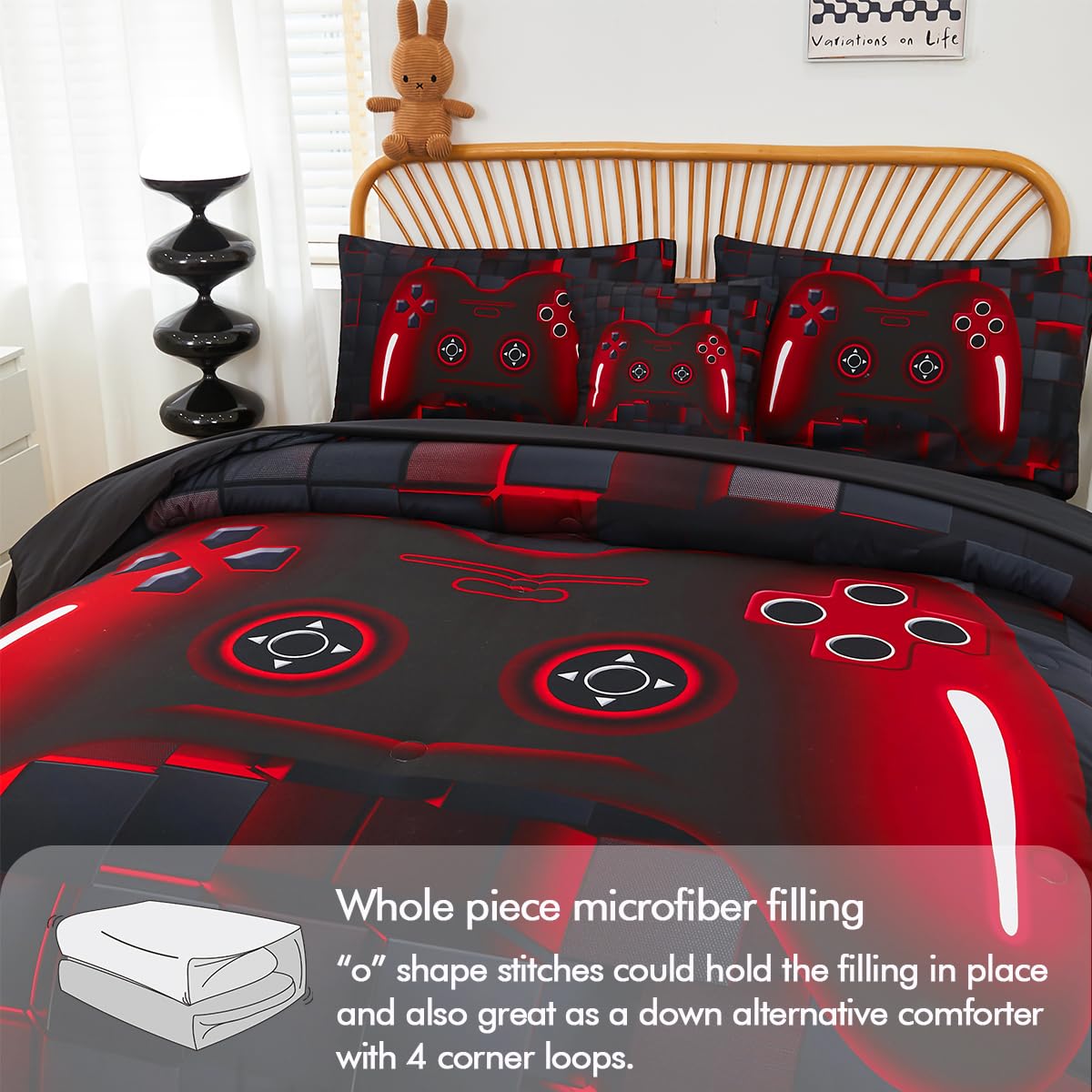 PERFEMET styled twin bed in gaming-themed bedroom for instant makeover
