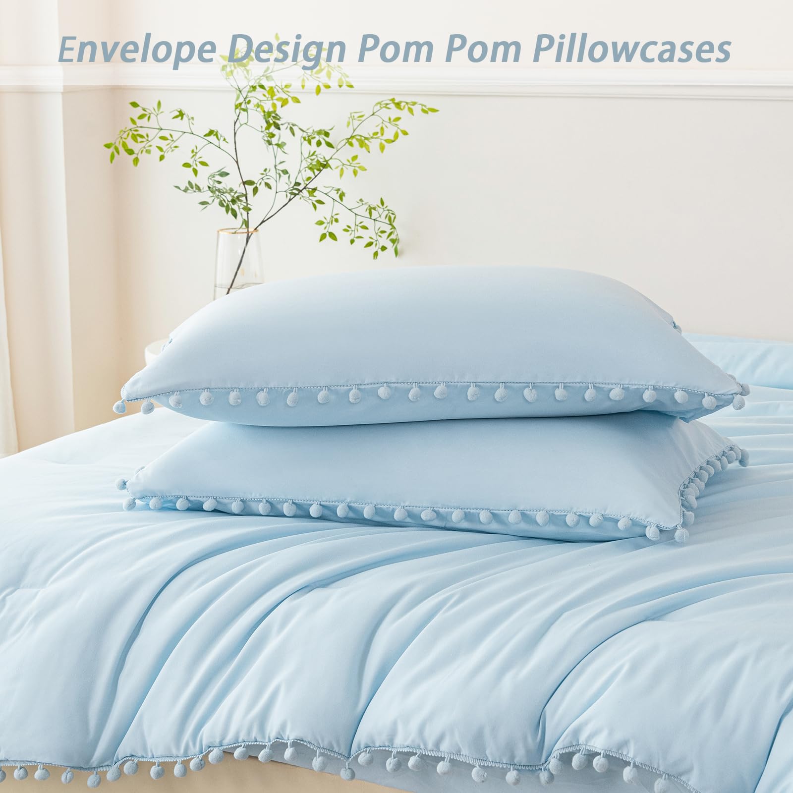 PERFEMET comforter on full mattress showing true size and coverage