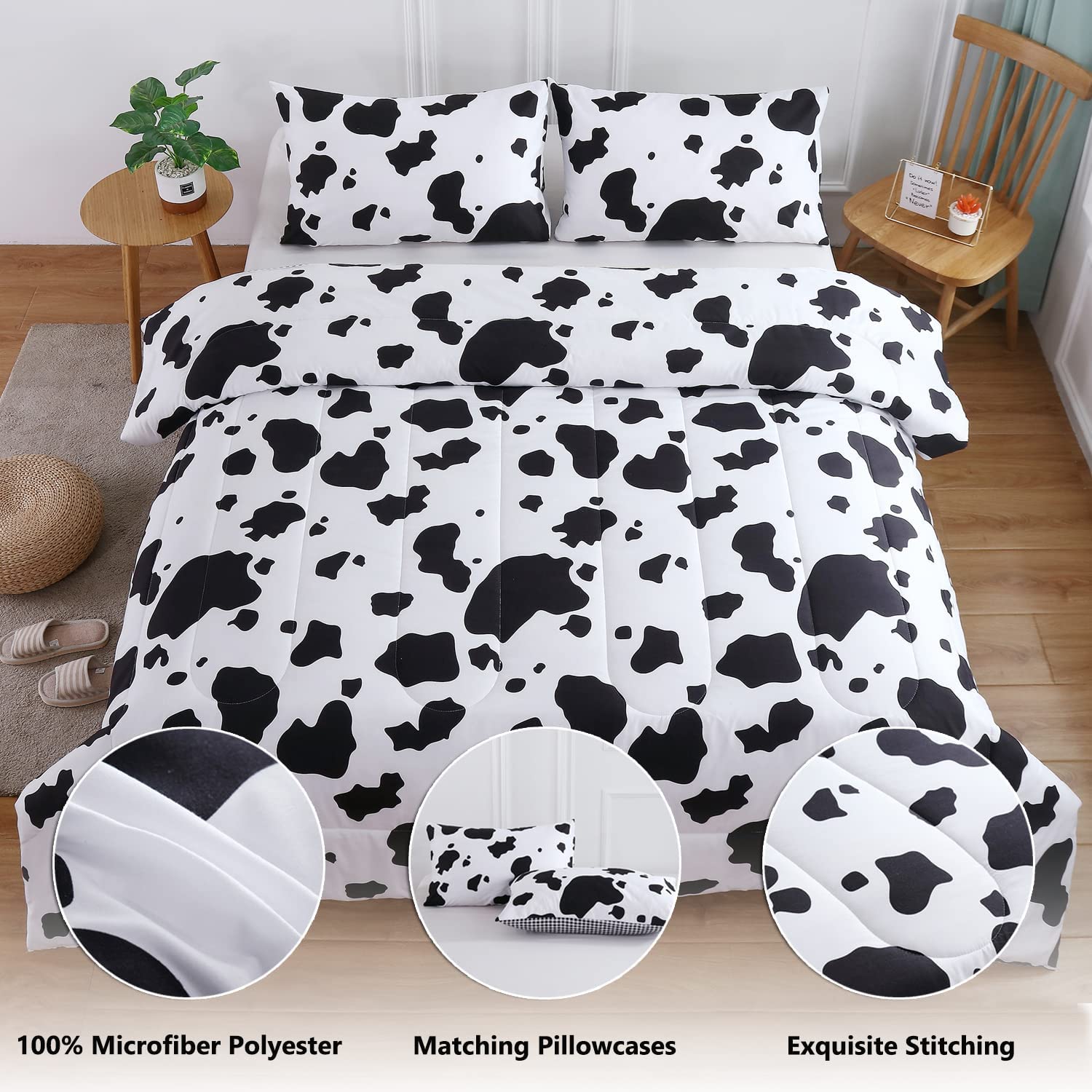 PERFEMET detailed cow print pattern showing crisp black and white contrast