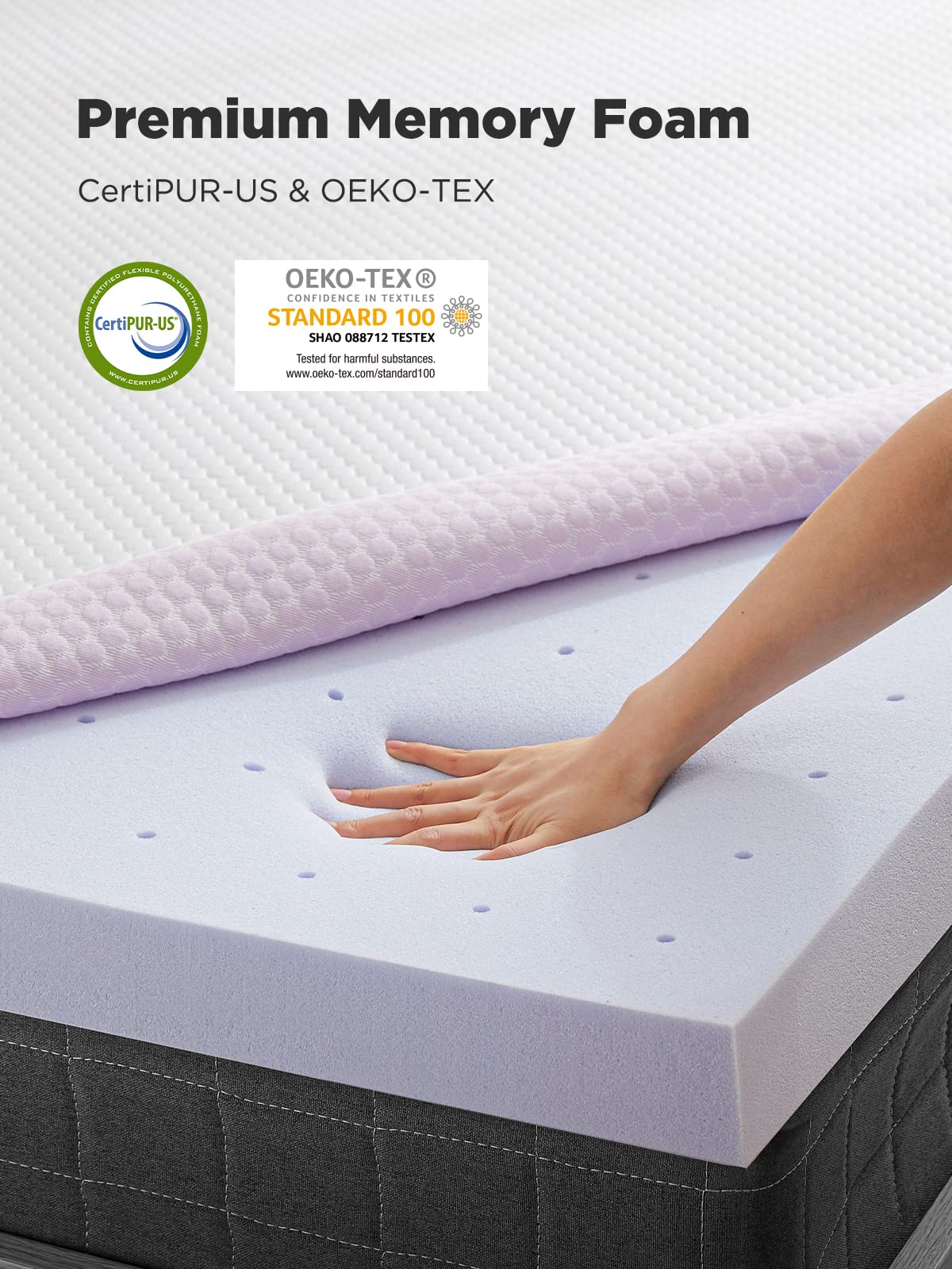 PERLECARE close-up of gel memory foam texture demonstrating breathability and cooling