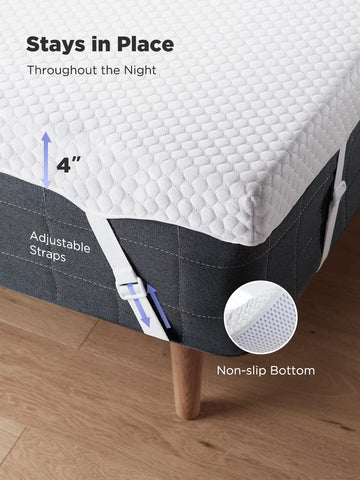 PERLECARE topper folded beside ruler to show three-inch thickness for added cushioning