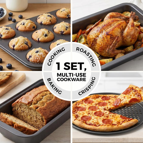 PERLLI roasting pan in oven demonstrating even heat and stable high-temperature performance