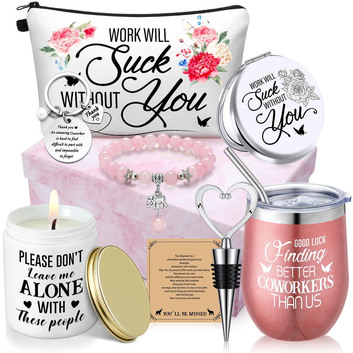 Perthlin front packaging showing coordinated pink farewell gift set and immediate giftability