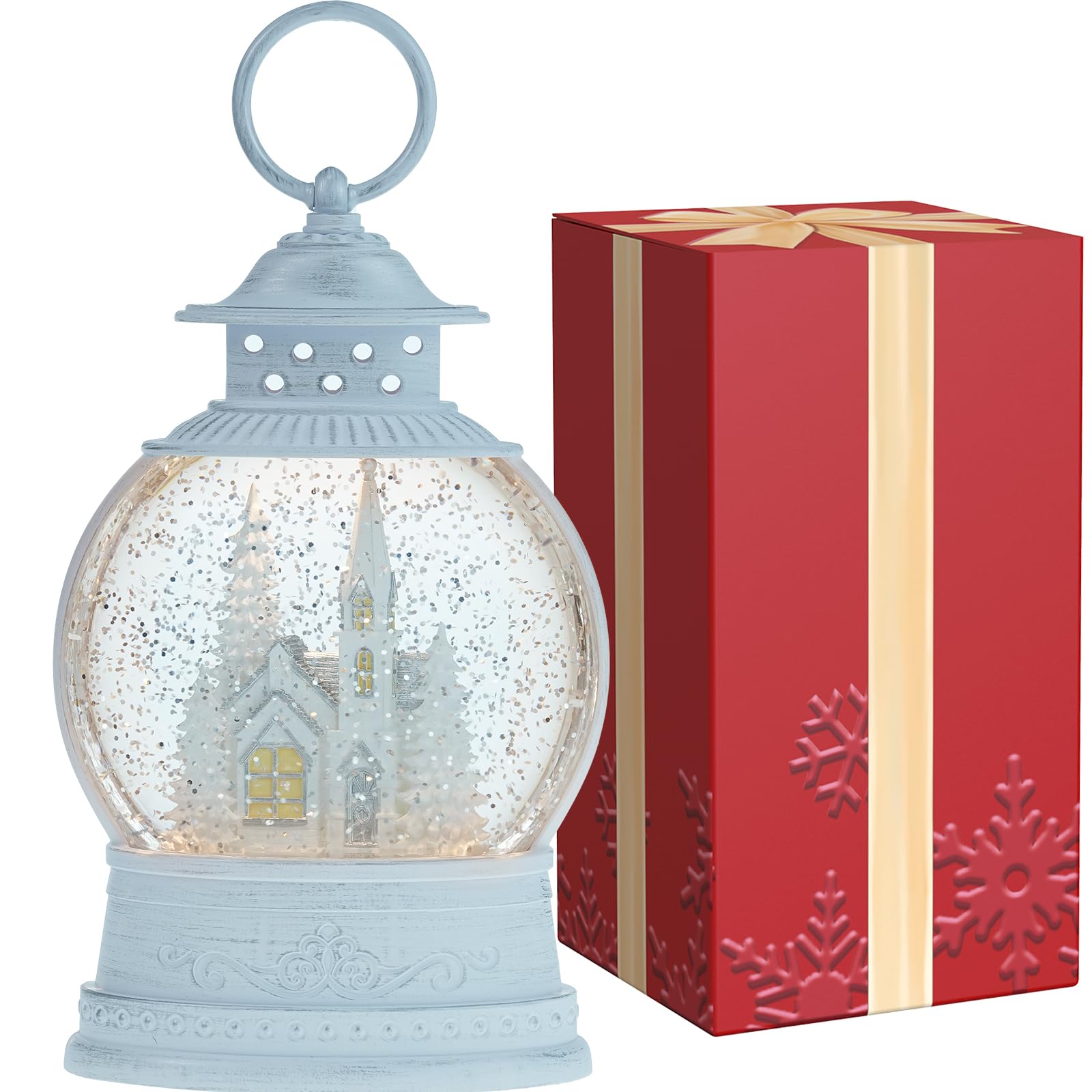 PestiLite glitter swirling mid-spin showing rotating sequins for calming snowfall effect