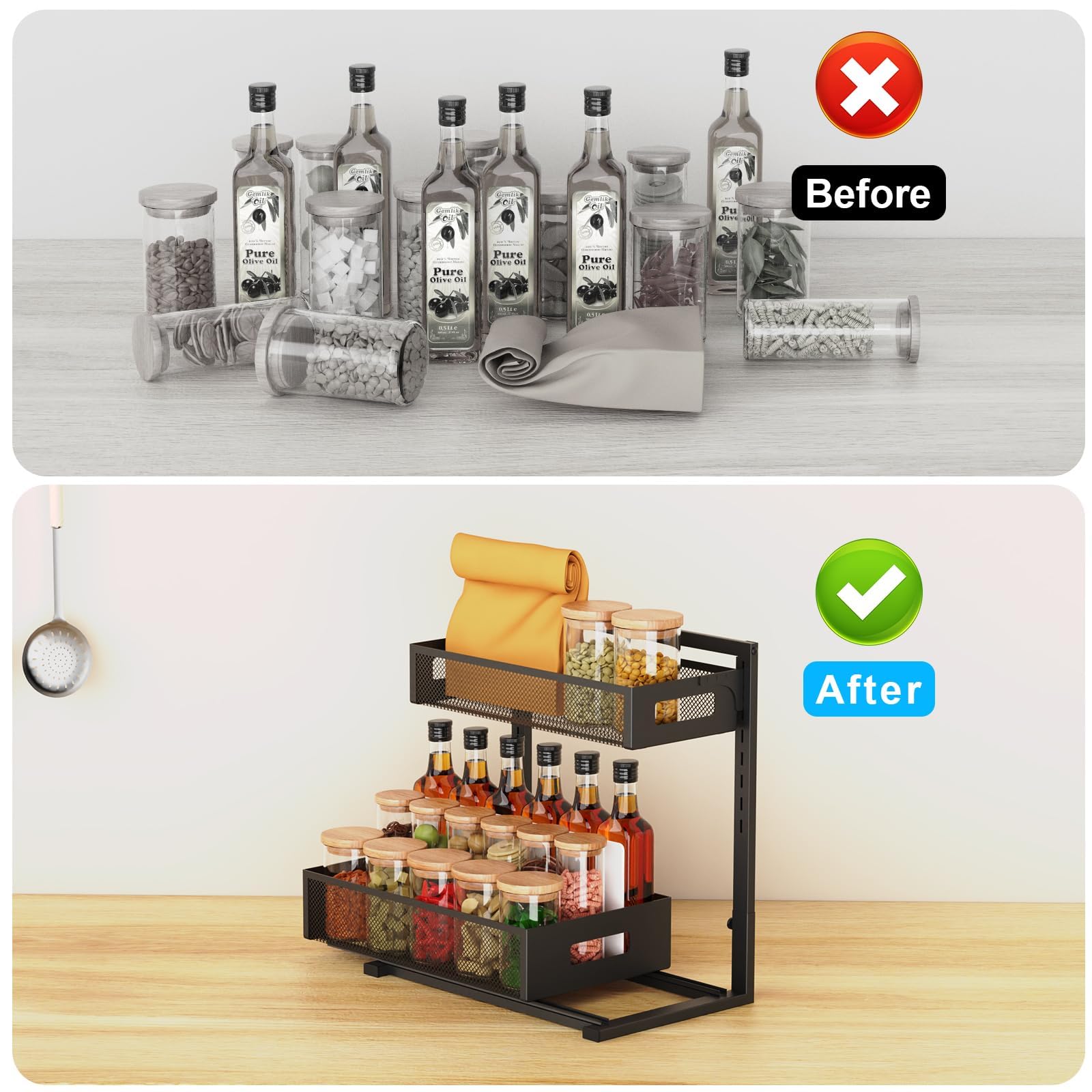 Petiza drawer filled with bottles showing organized visibility benefit