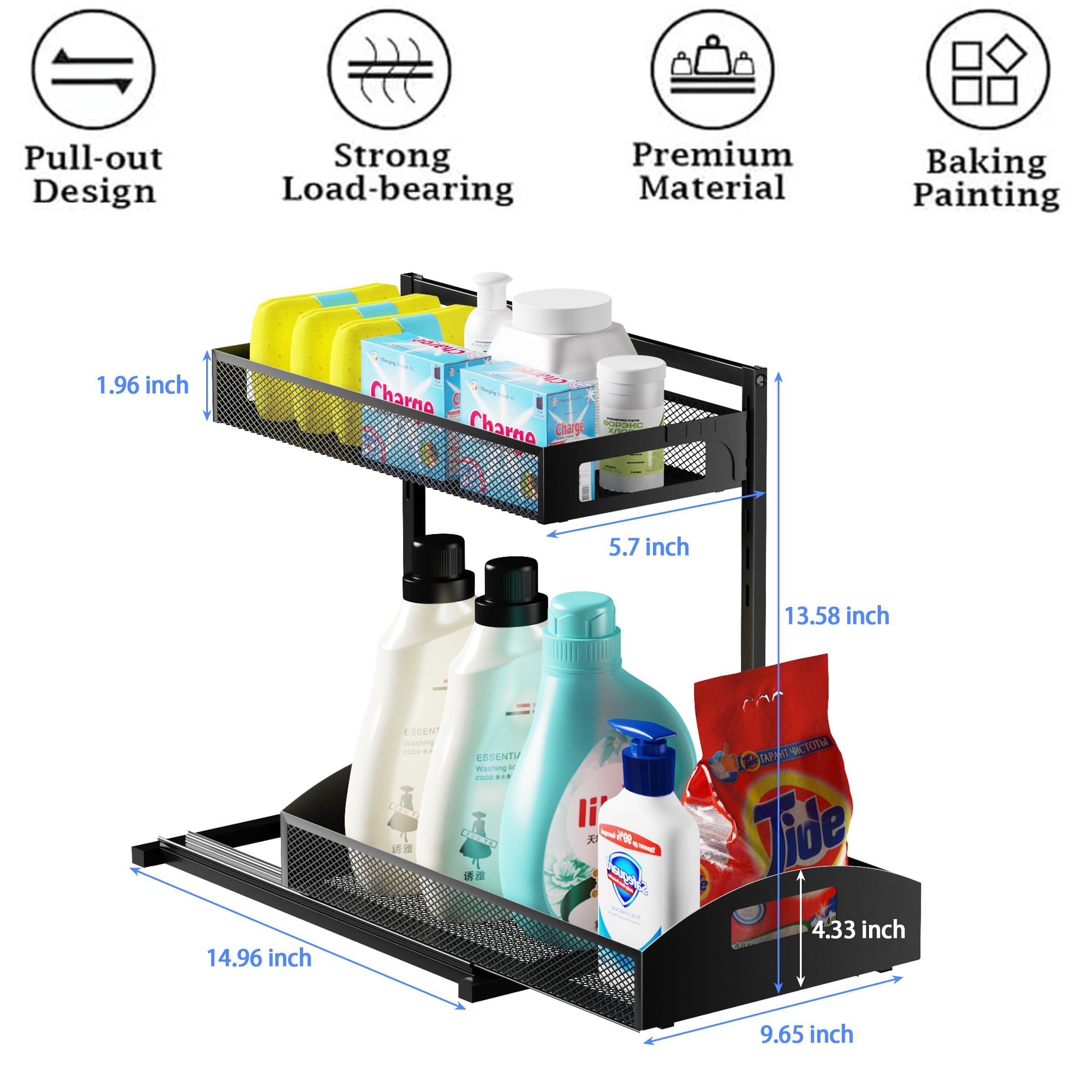Petiza lifestyle kitchen cabinet scene helping tidy supplies and reduce clutter