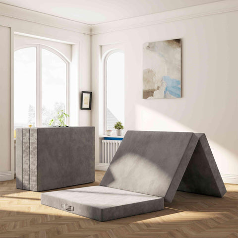 PETONOBARA tri-fold topper front view showing full single size comfort