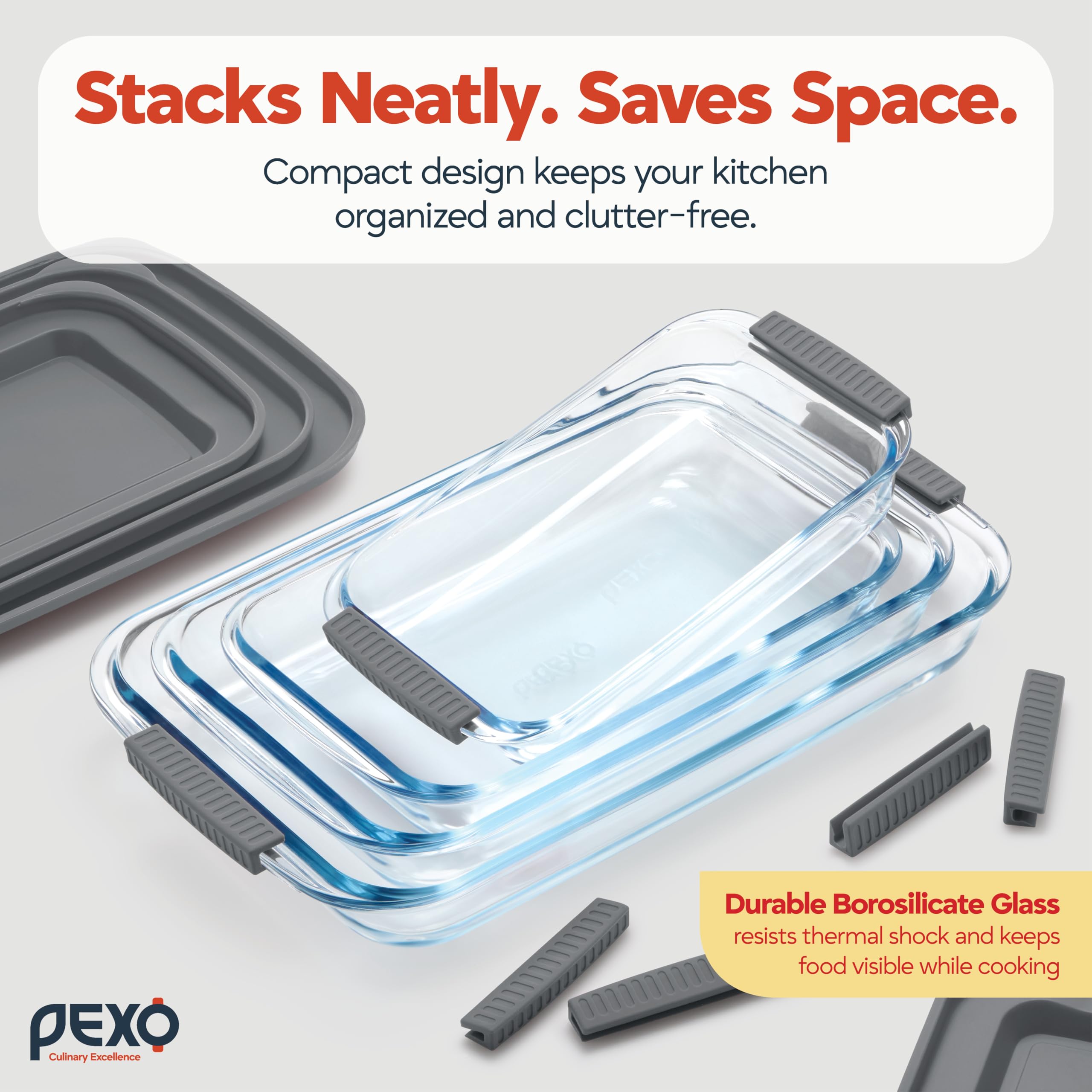 pexo dishes next to measuring tape showing size clarity for meal planning benefit