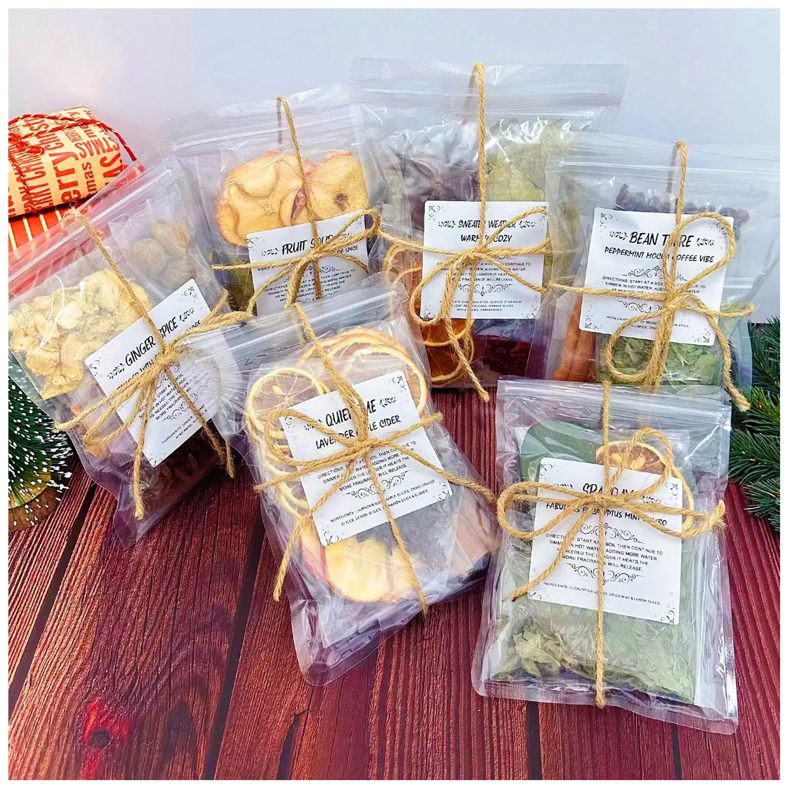 Pextian front packaging showing six simmer pot blends and variety benefit