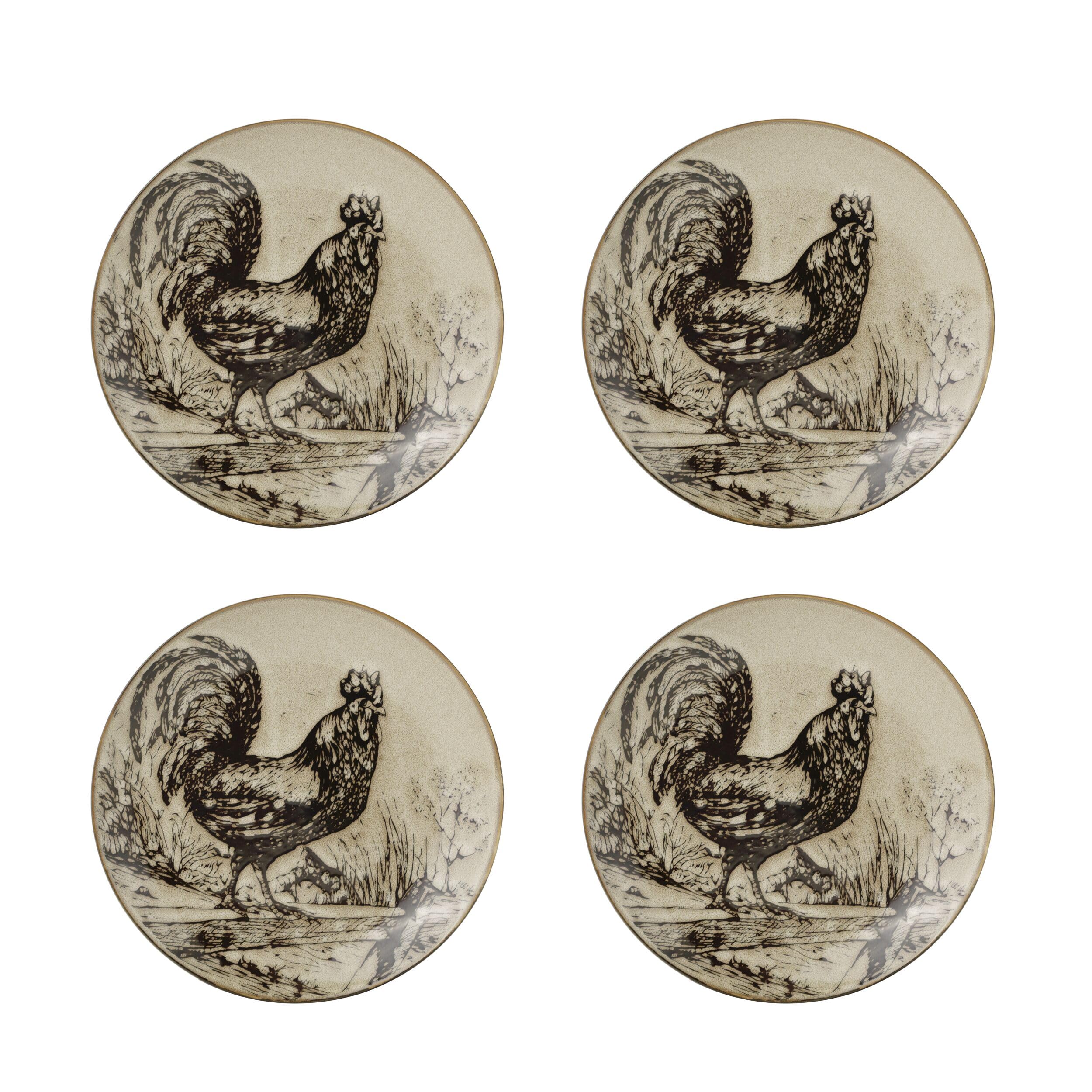 Pfaltzgraff 12oz mug handle view with rooster art and comfortable grip