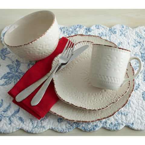 Pfaltzgraff rim antiquing detail emphasizing vintage-inspired depth and charm