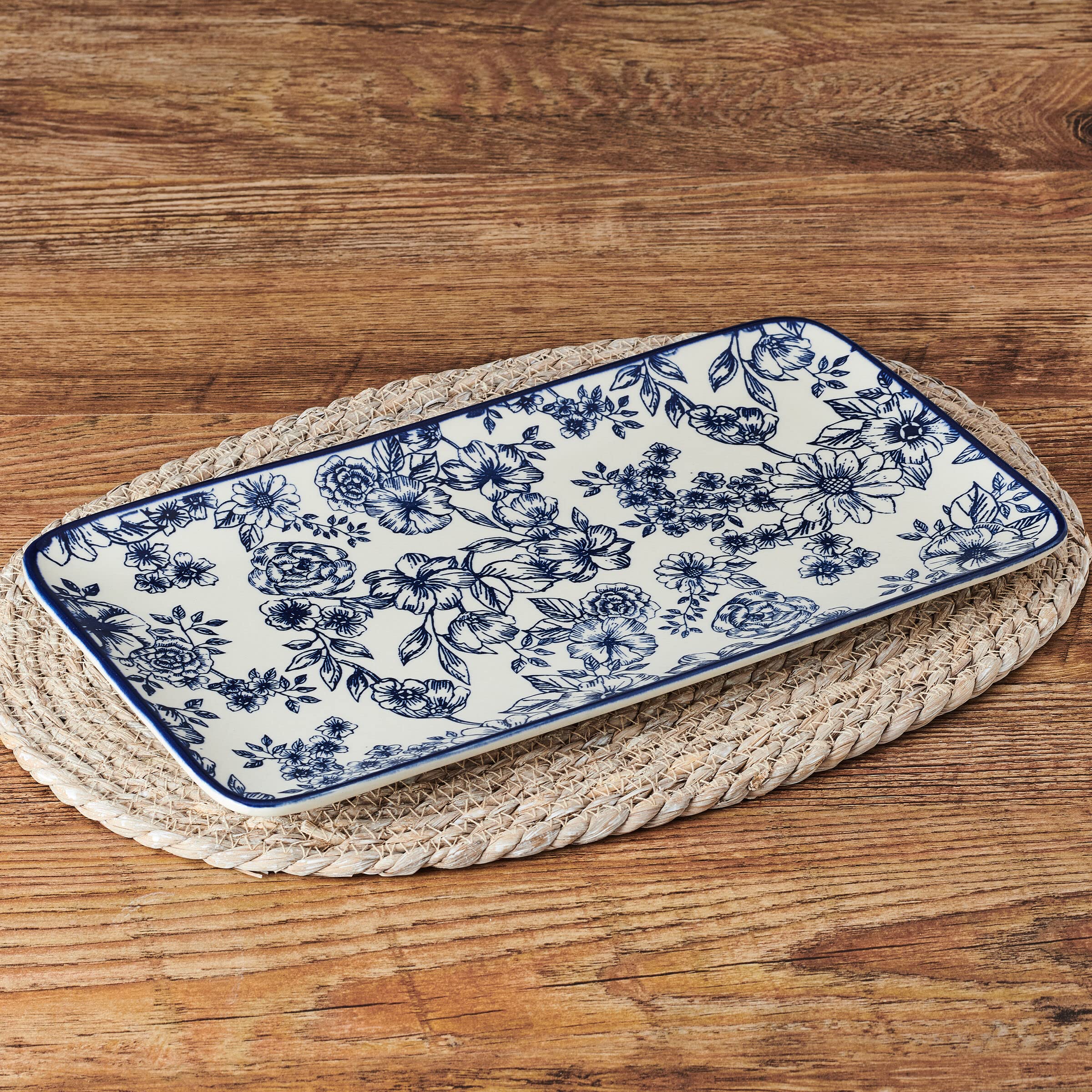 Pfaltzgraff platter in use with appetizers demonstrating practical serving versatility