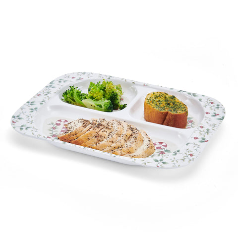 Pfaltzgraff Winterberry tray in use with snacks demonstrating tidy, separated servings