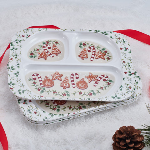 Pfaltzgraff Winterberry four trays stacked to show included set and storage convenience