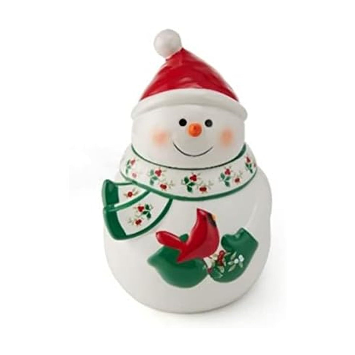 Pfaltzgraff winterberry snowman front view showing festive design and durable dolomite finish