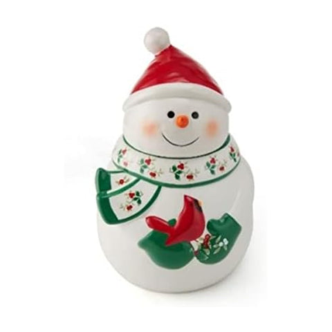 Pfaltzgraff winterberry snowman front view showing festive design and durable dolomite finish