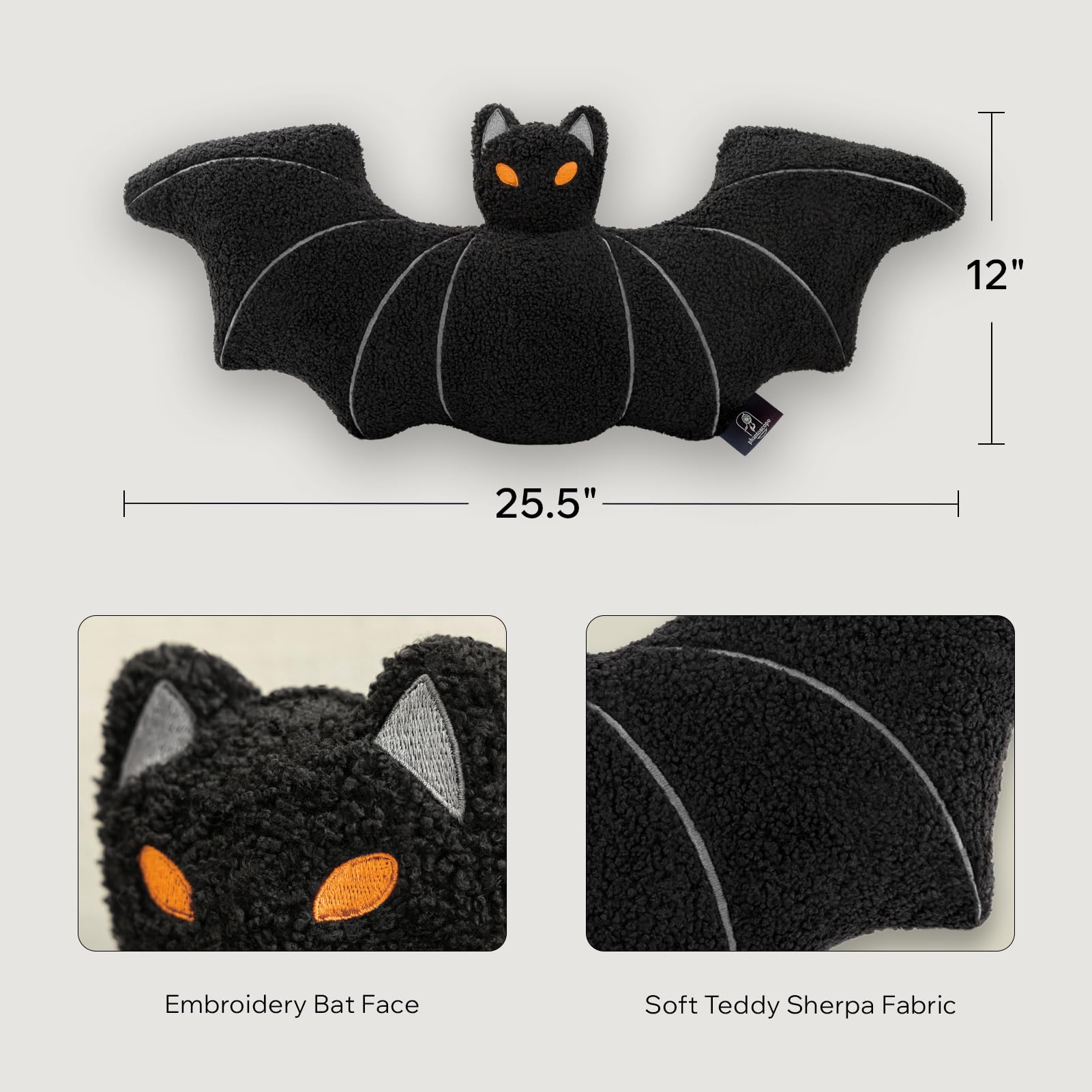 Phantoscope embroidery close-up showing stitched eyes and wing detail for personality
