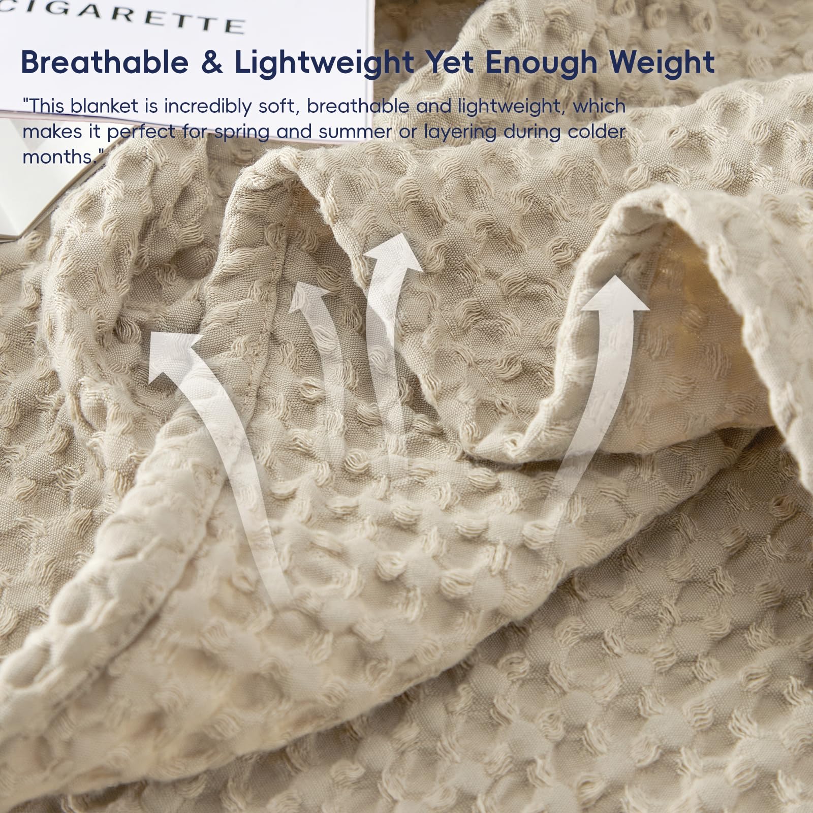 PHF closeup of waffle weave texture highlights breathable warmth benefit