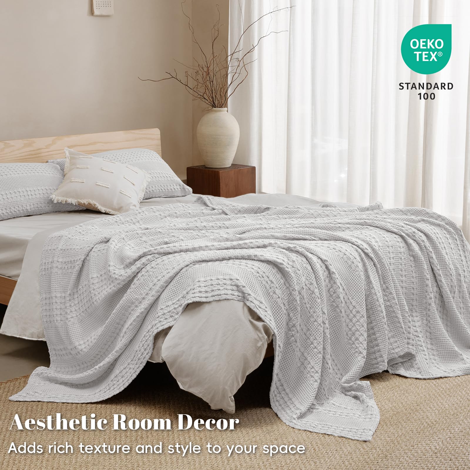 PHF blanket corner with visible hem and label showing quality finish and long-lasting construction