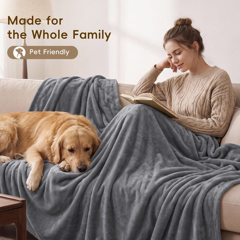 PHF blanket draped over couch illustrating everyday living room comfort
