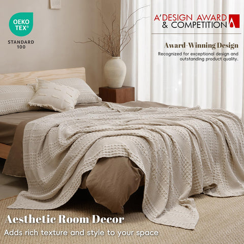 PHF blanket draped over sofa shows versatile living-room layering