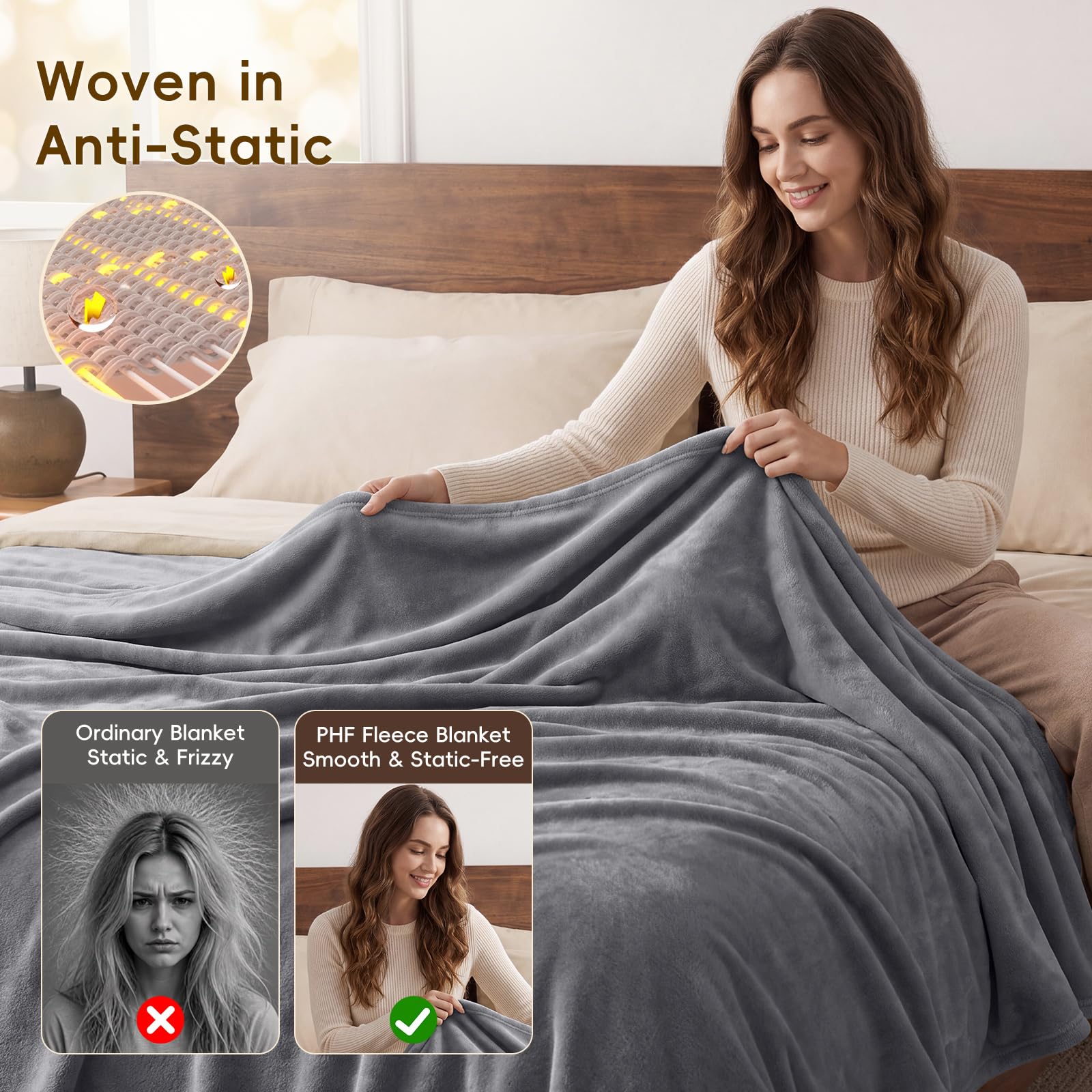 PHF blanket folded compact for travel showing lightweight packability benefit
