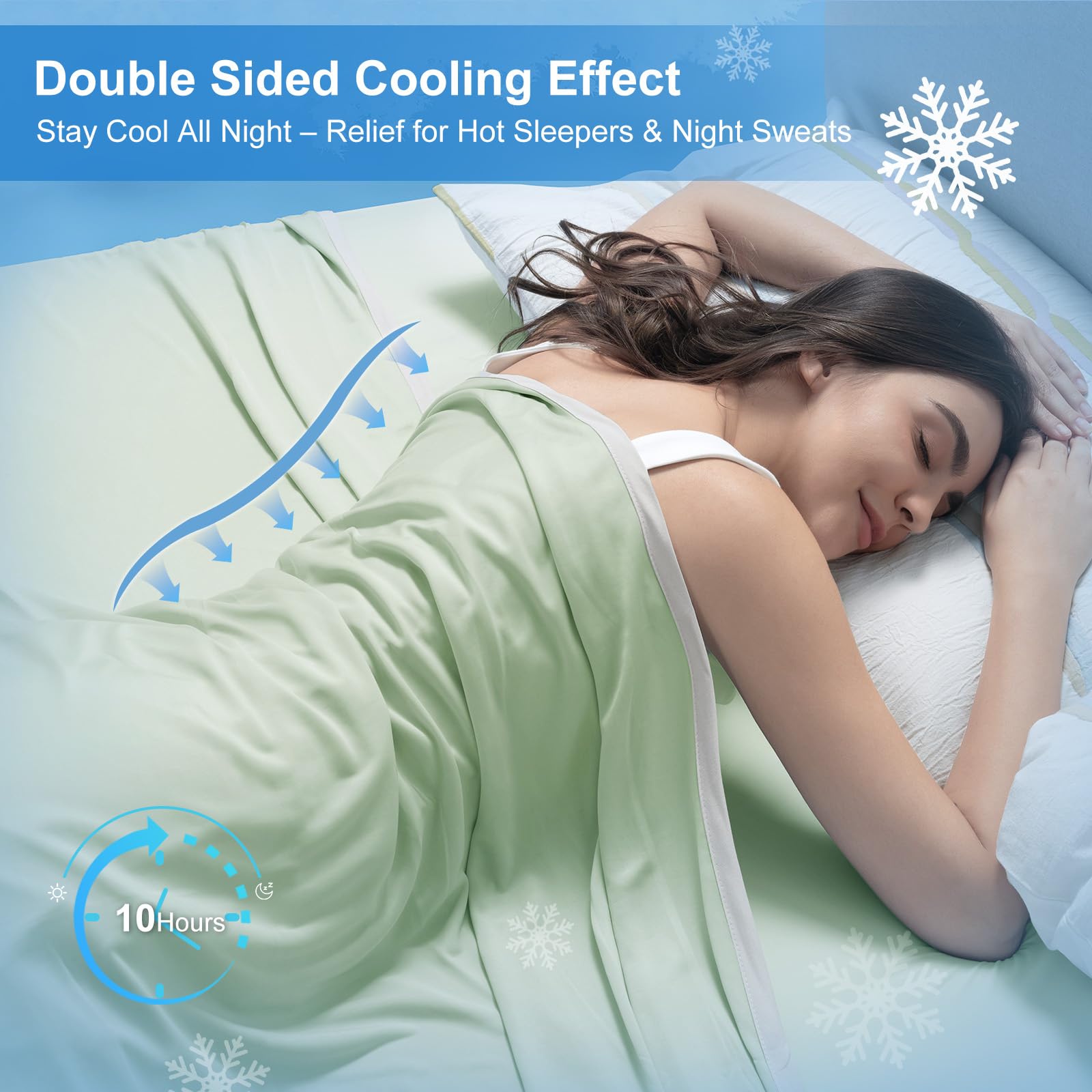 PHF folded blanket revealing both cooling sides and consistent cooling benefit