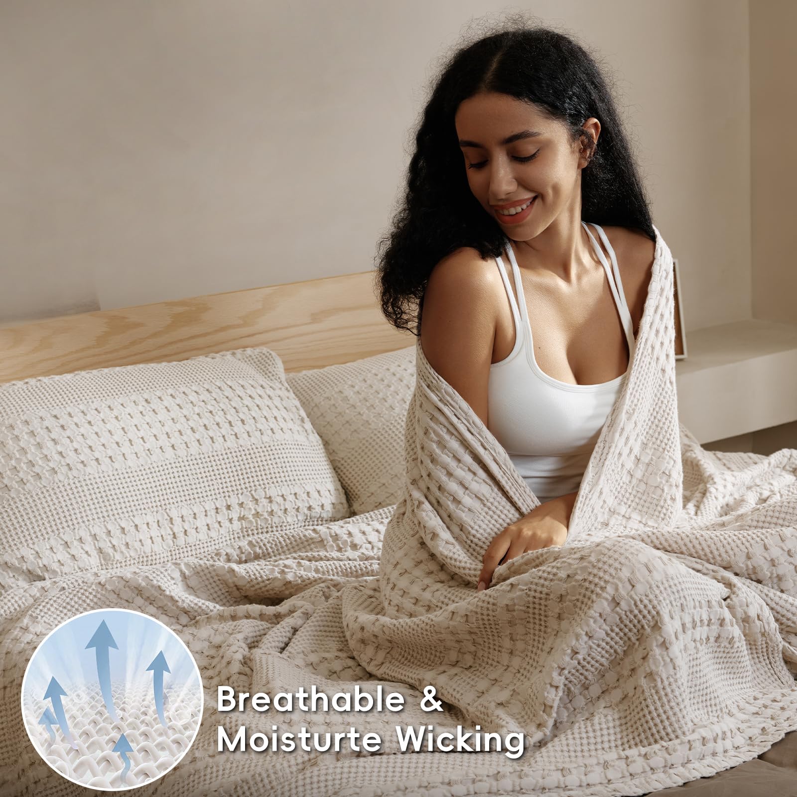 PHF blanket on king bed styled adds neutral warmth to bedroom