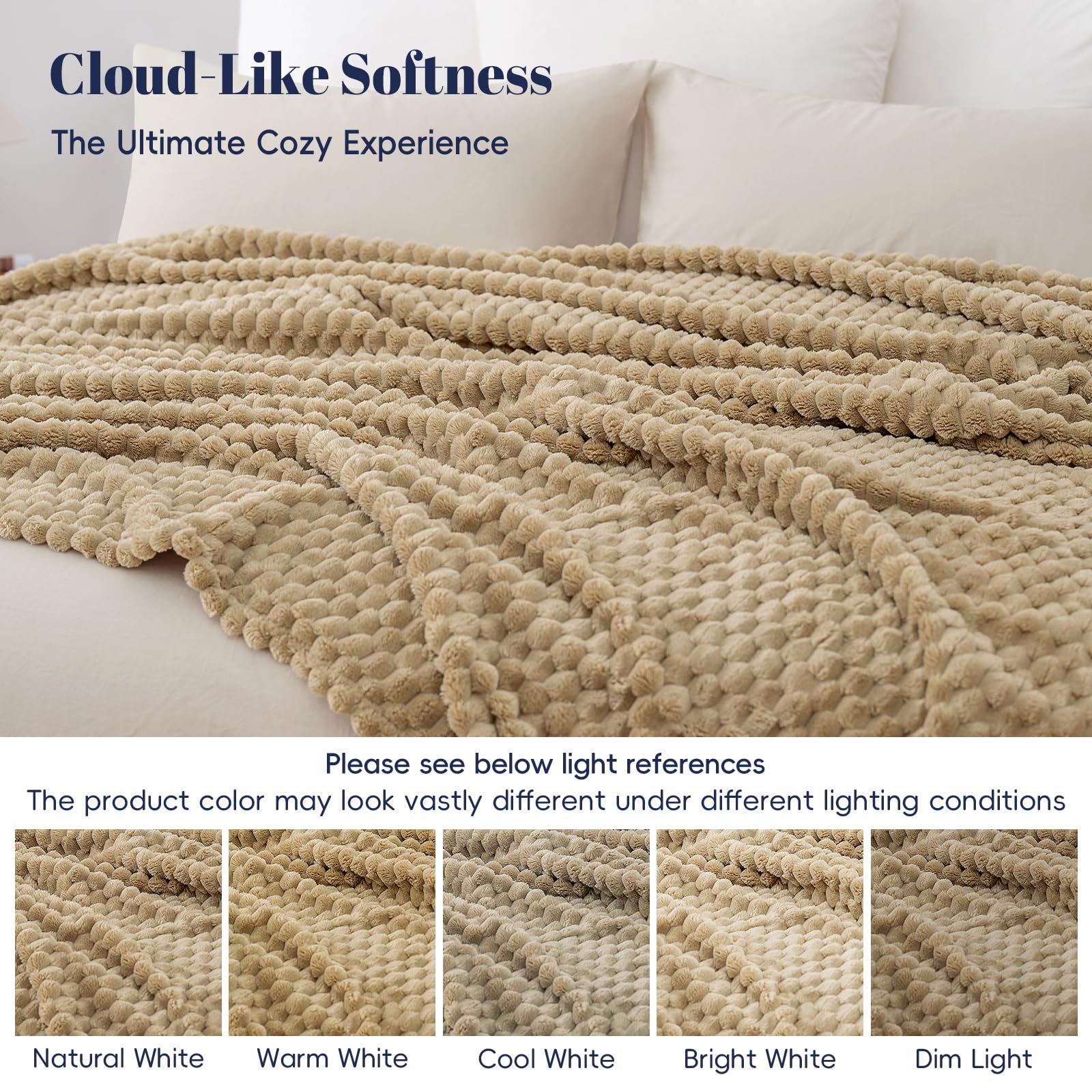 PHF blanket laid on queen bed styled for layering with added bedroom warmth