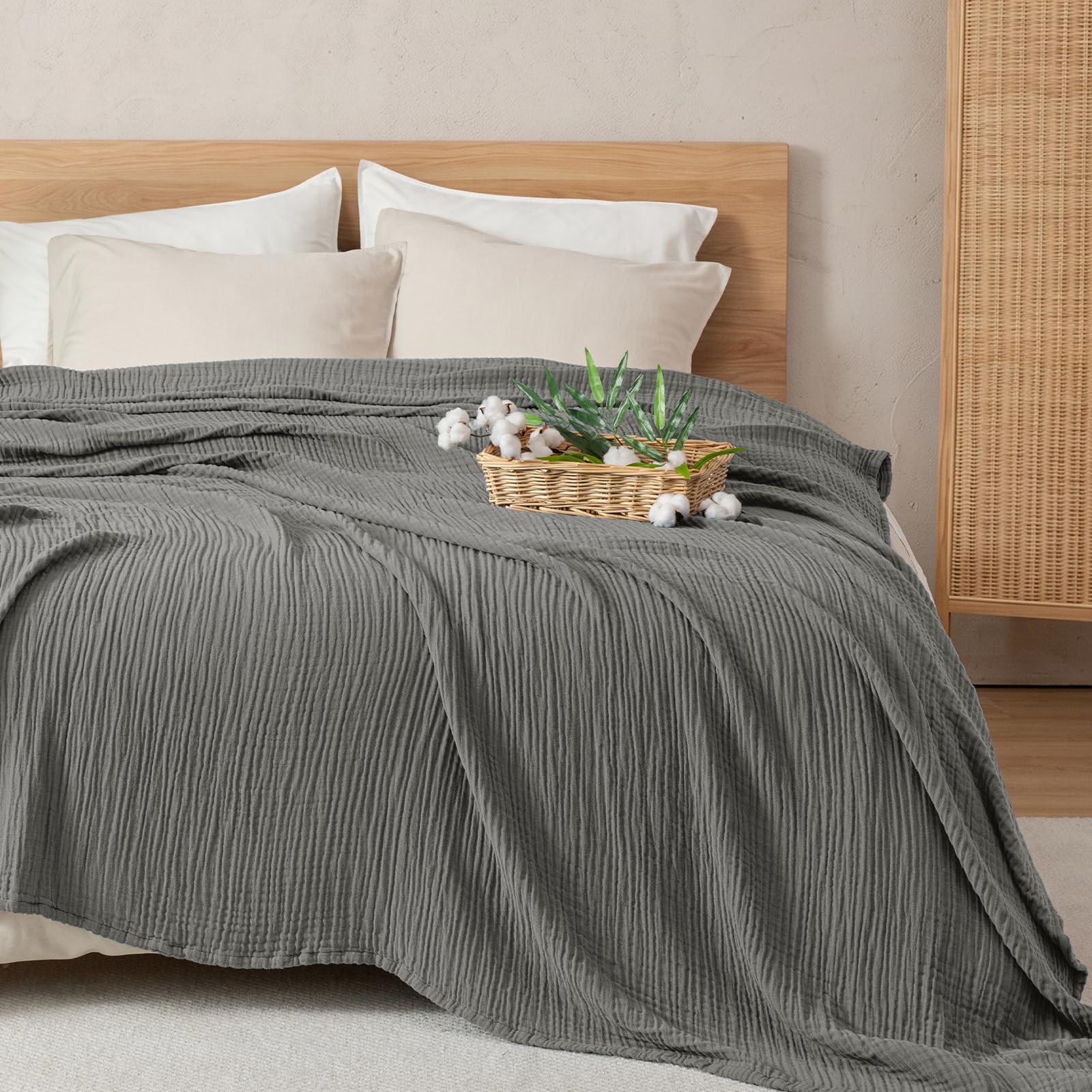 PHF blanket bubble muslin texture close-up highlighting breathable softness