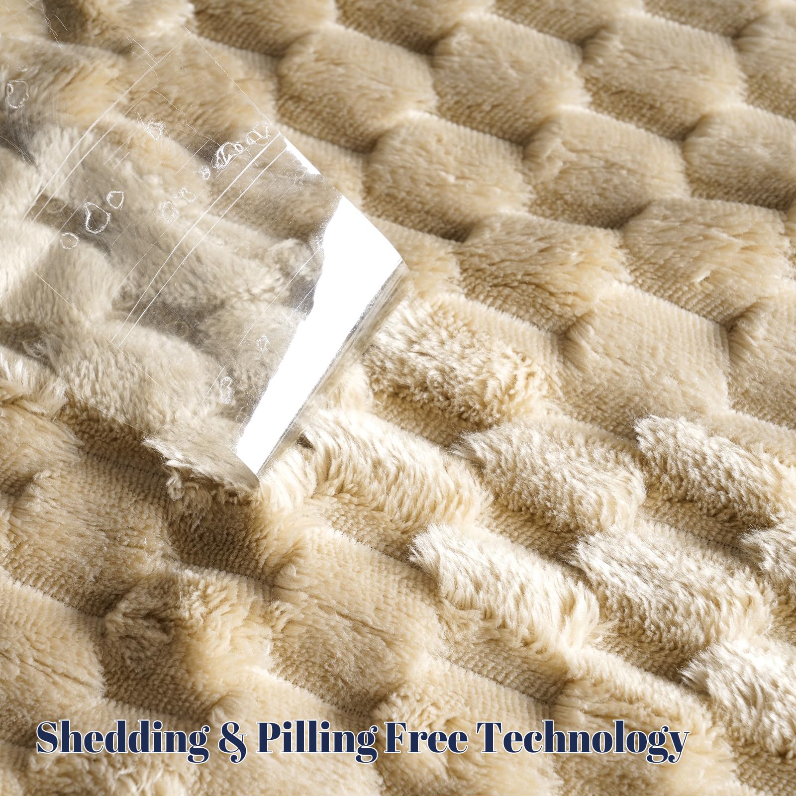 PHF blanket care label close-up showing washing instructions and long-lasting quality