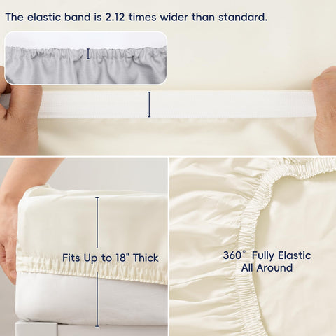 PHF cream flat sheet spread across bed showcasing smooth drape and full coverage