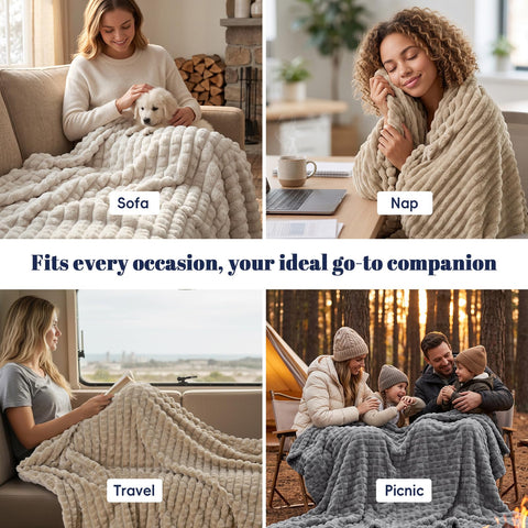 PHF blanket neatly folded on shelf illustrating easy storage and tidy presentation