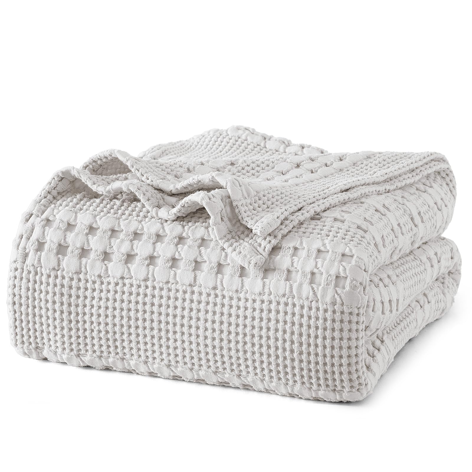 PHF king-size blanket front view showing light grey coverage and neat edges, enhancing bedroom style
