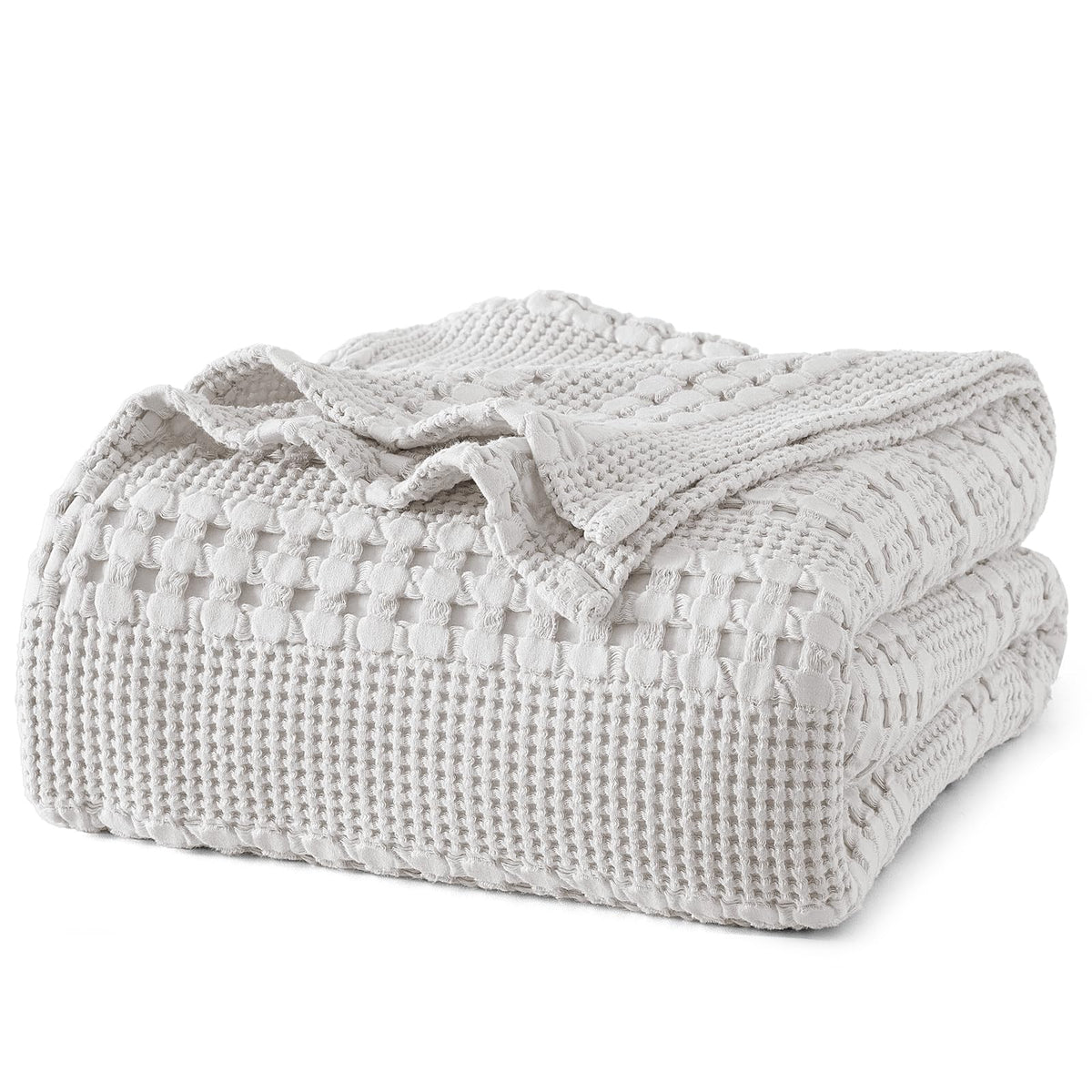 PHF king-size blanket front view showing light grey coverage and neat edges, enhancing bedroom style