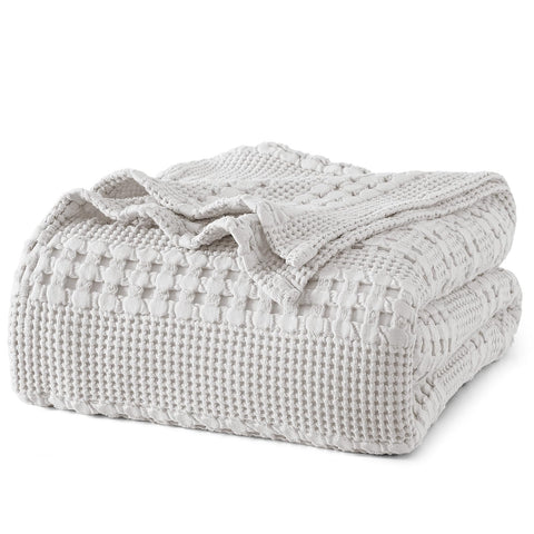 PHF king-size blanket front view showing light grey coverage and neat edges, enhancing bedroom style