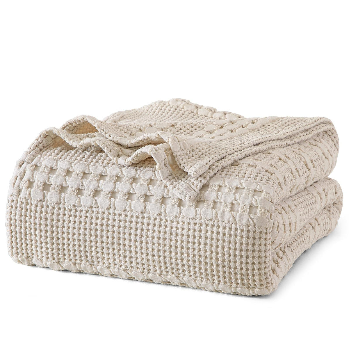 PHF king waffle blanket front folded shows neat styling and easy storage