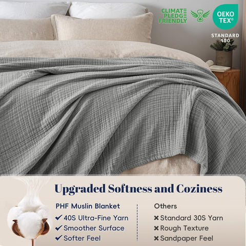 PHF draped over king bed showing full coverage and cozy styling benefit