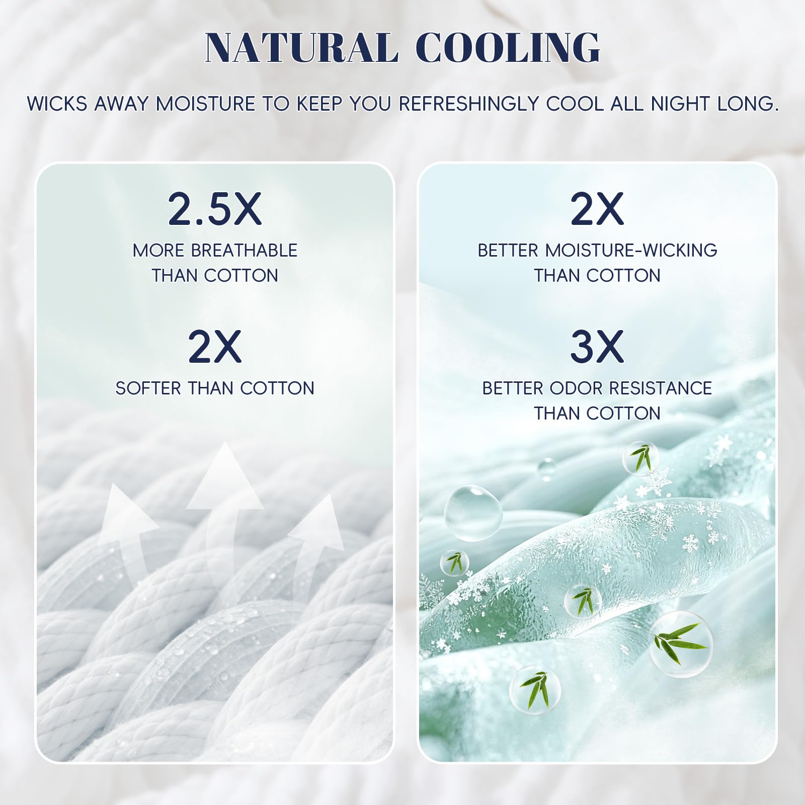 PHF on bed layered with linen to show versatile use and breathable sleep benefit