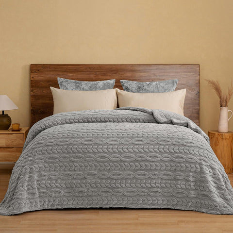PHF queen blanket front view showing jacquard design and stylish warmth