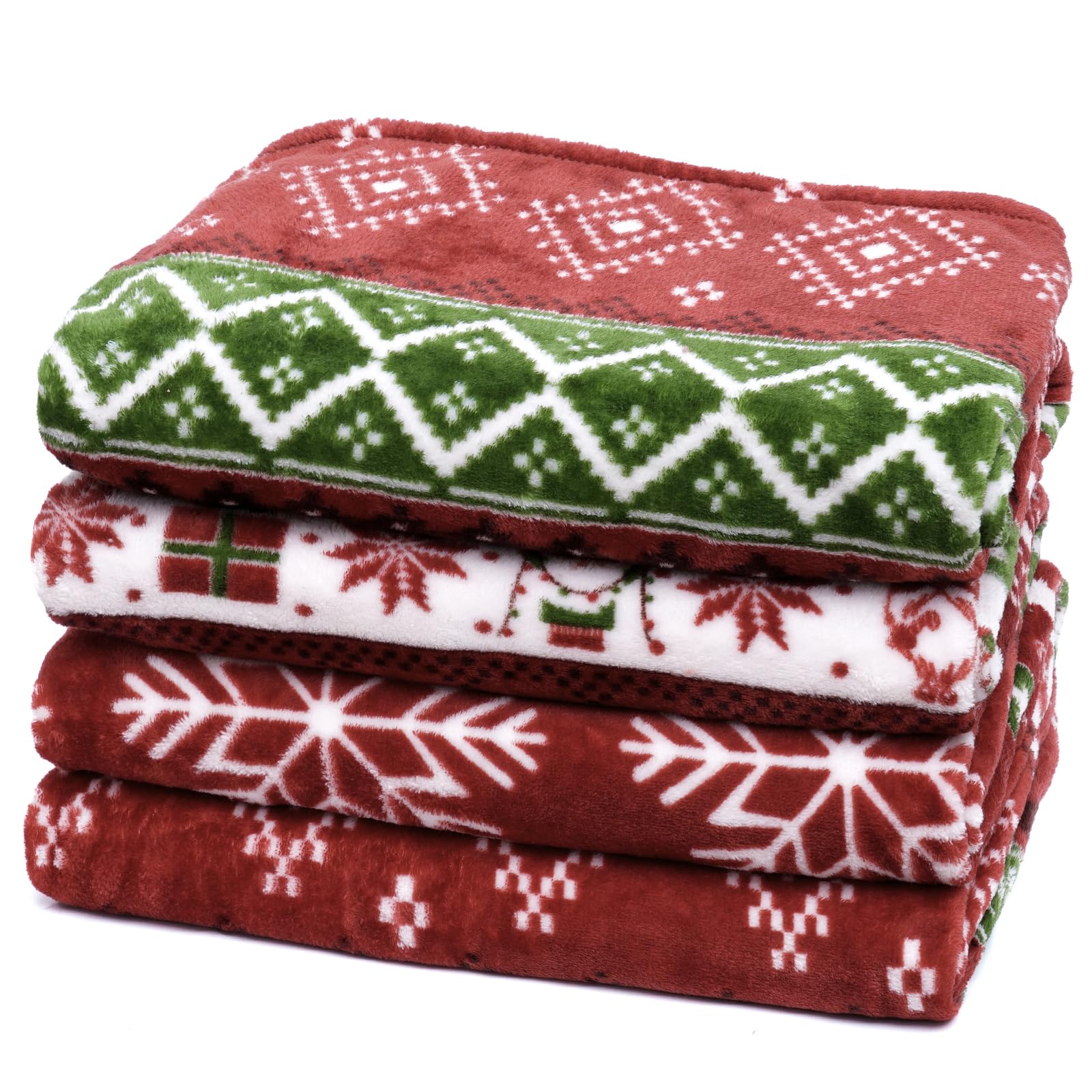 PHF blanket front view showing retro Christmas pattern and cozy appeal