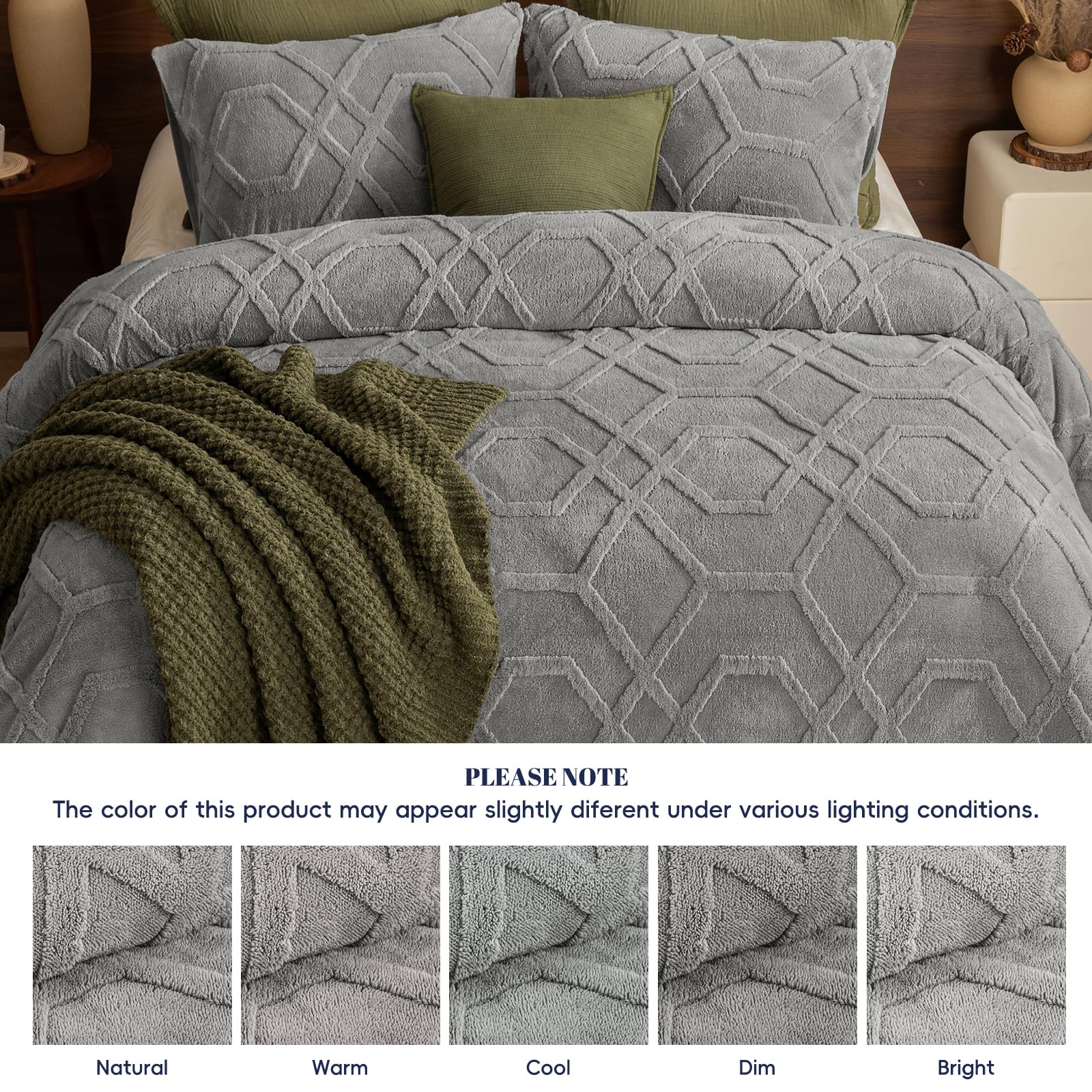 PHF scale view of comforter on queen mattress showing coverage and fit