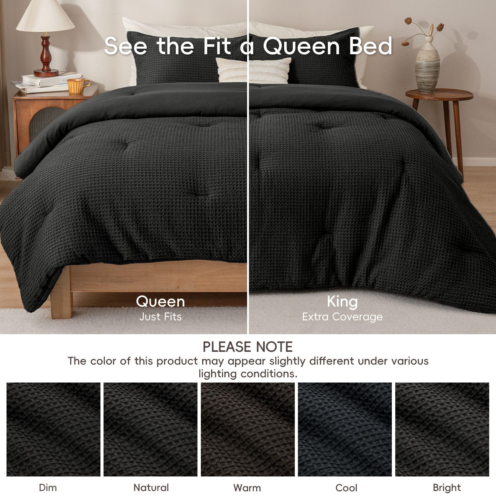 PHF comforter next to ruler for size comparison showing accurate 90x90 dimensions