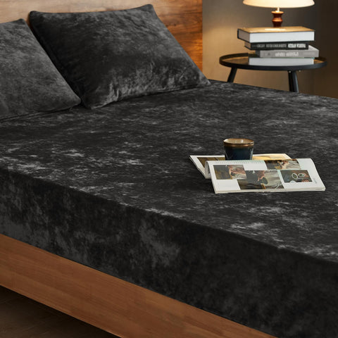 PHF velvet sheet styled on sofa showing versatile home décor upgrade