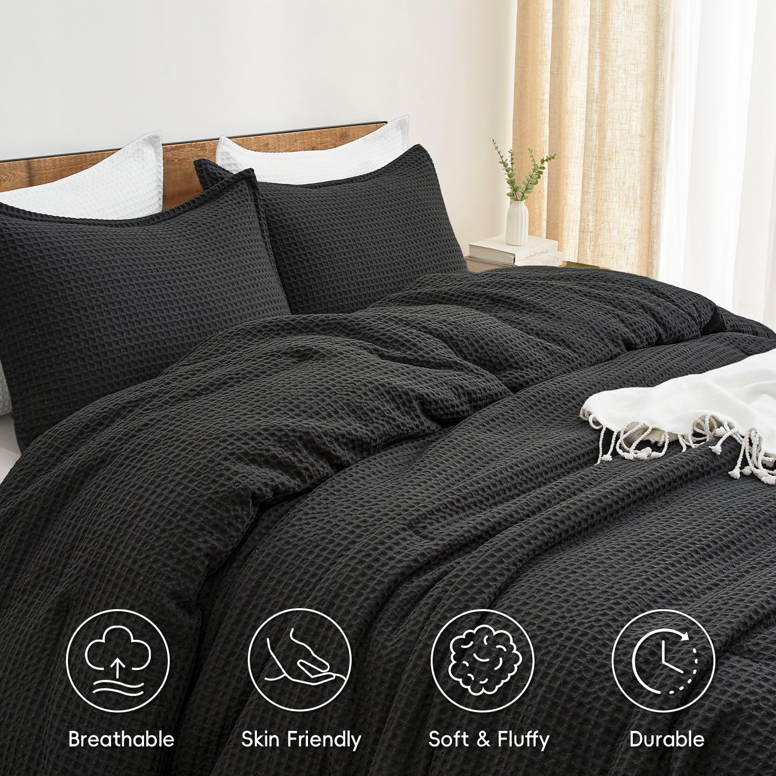 PHF comforter in dryer mid-fluff showing quick loft recovery and easy refresh benefit