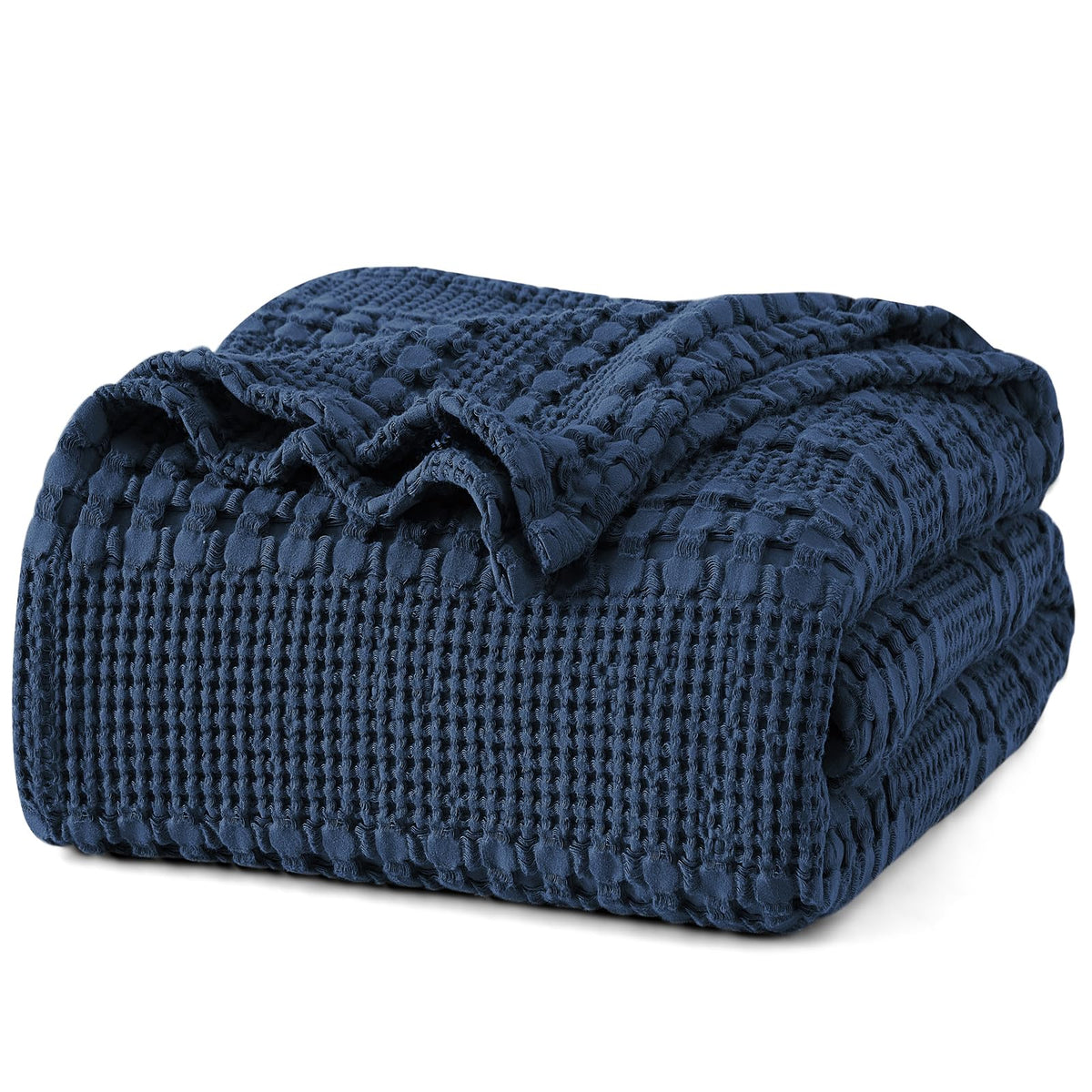 PHF front view showing king blue sapphire blanket and neat packaging benefit: easy styling