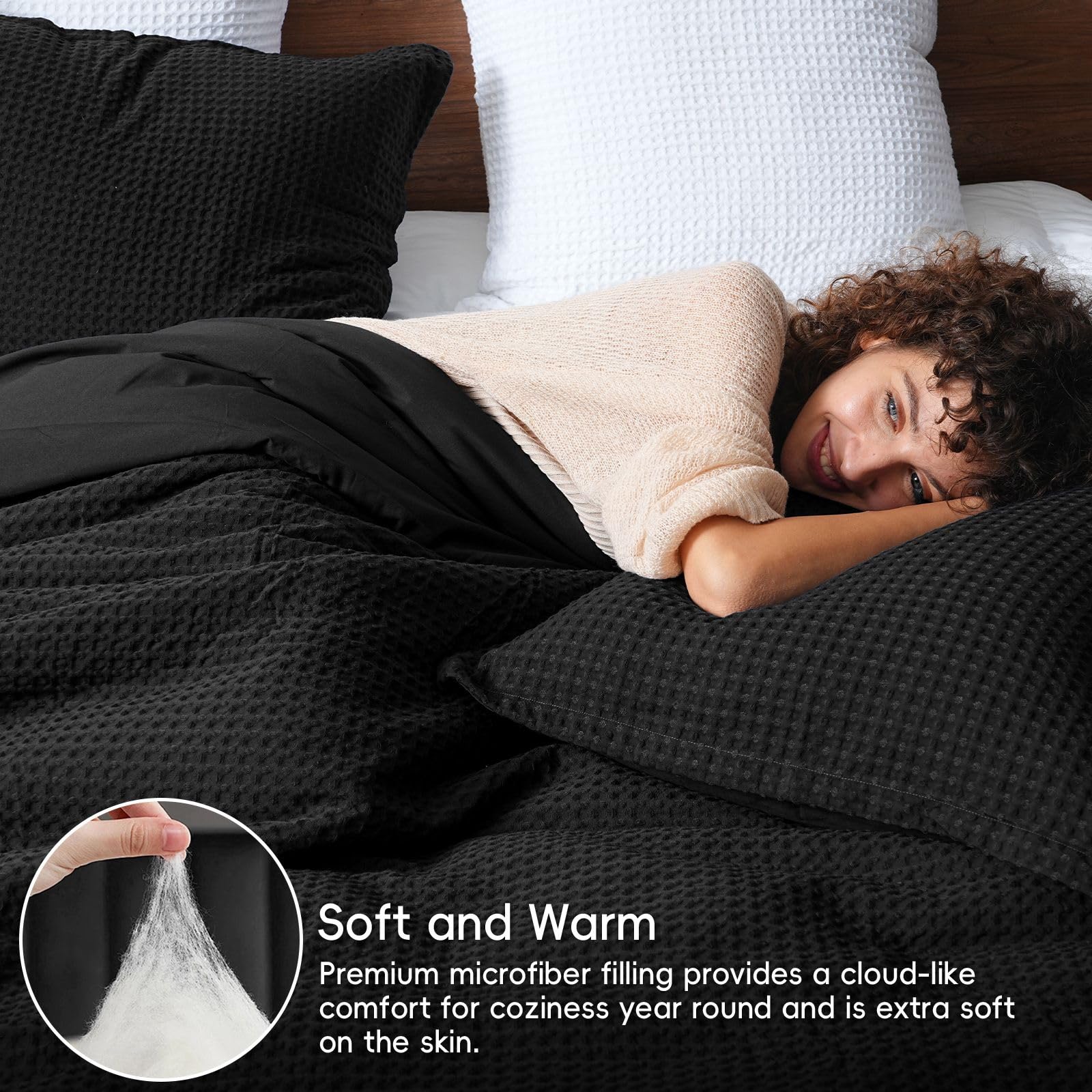 PHF close-up of waffle texture highlighting ultra-soft microfiber and breathable weave