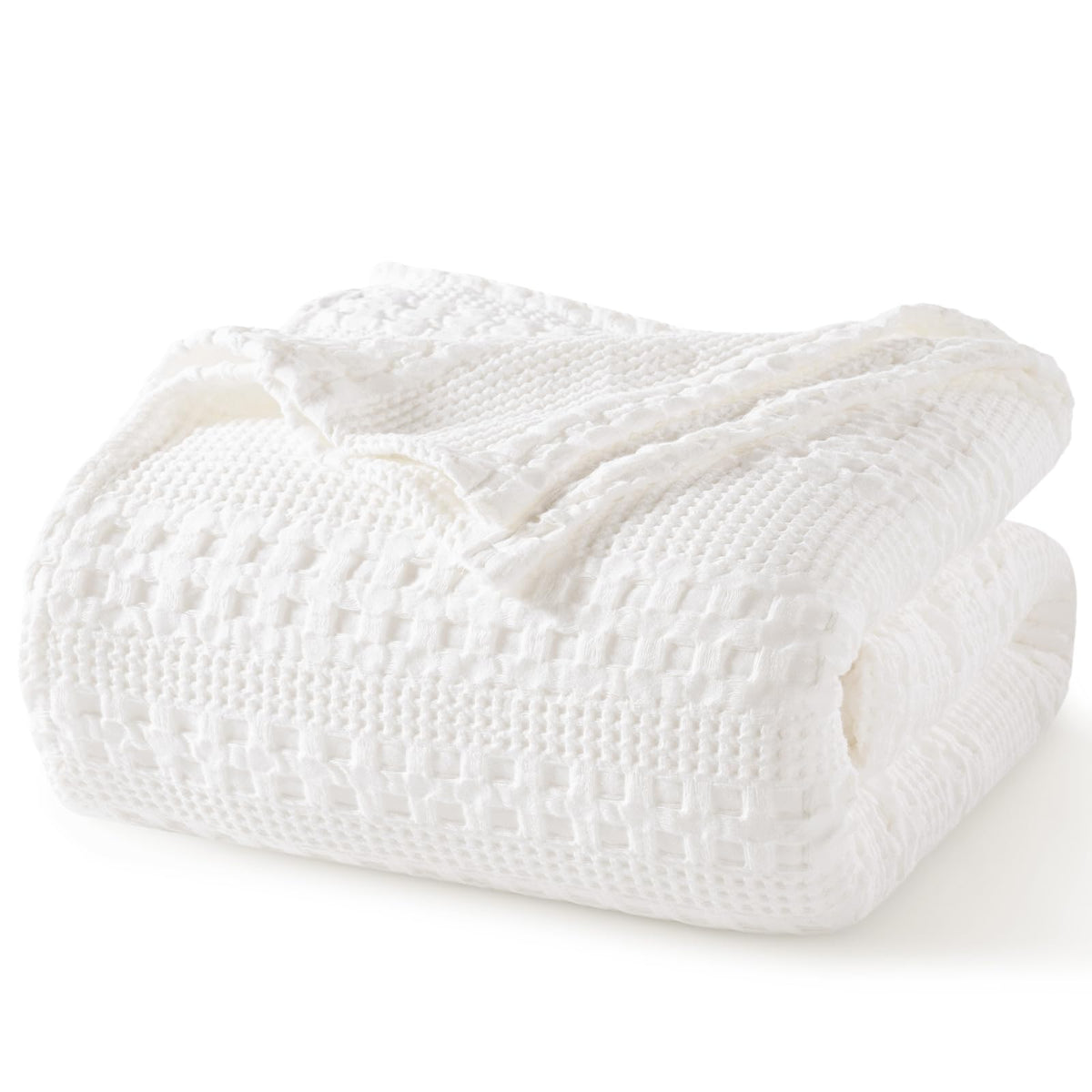PHF white queen blanket front view showing neat styling and cozy appeal
